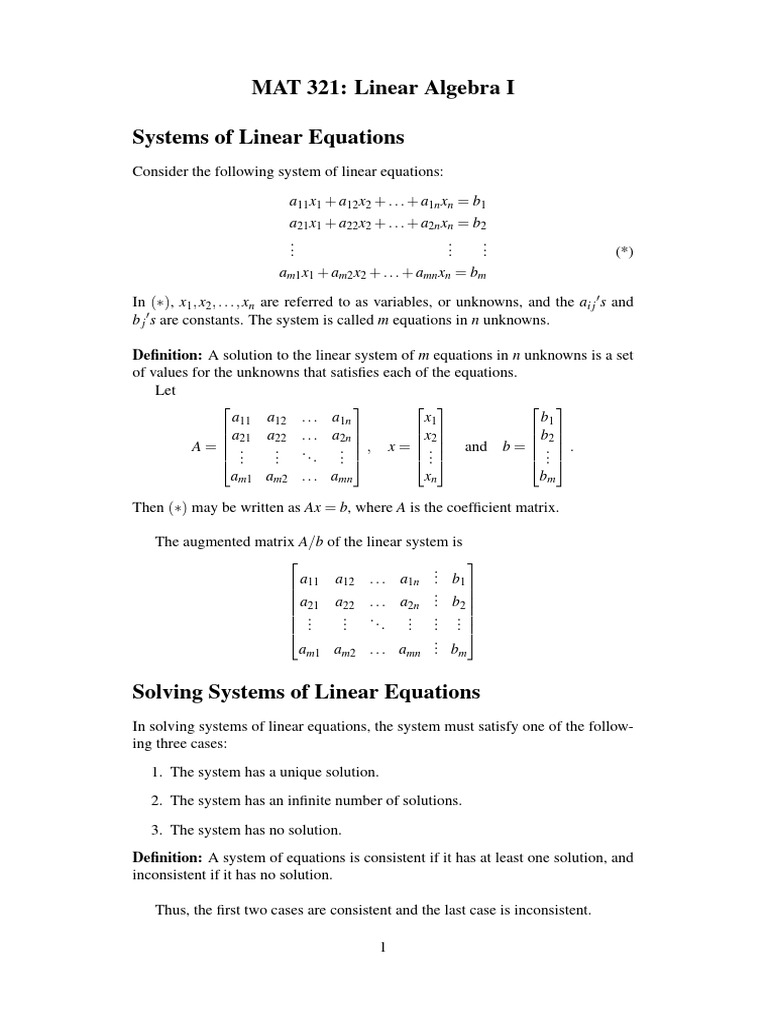 Solving Linear Equations in Algebra | PDF | Eigenvalues And ...