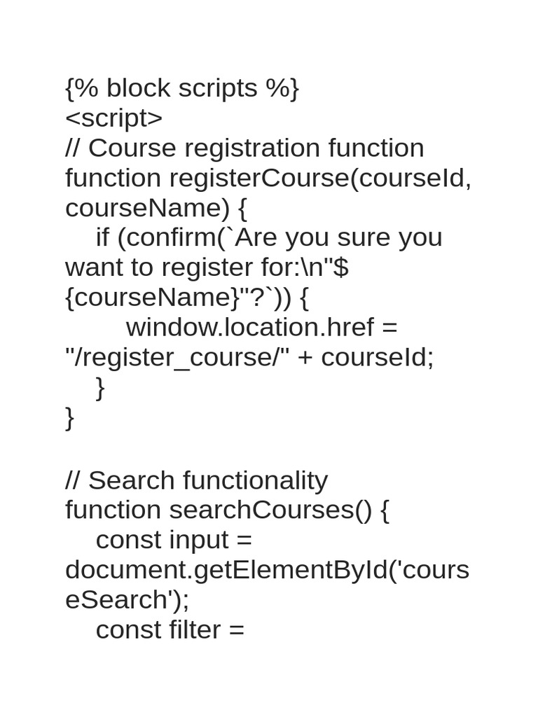 Course Registration and Search Script | PDF