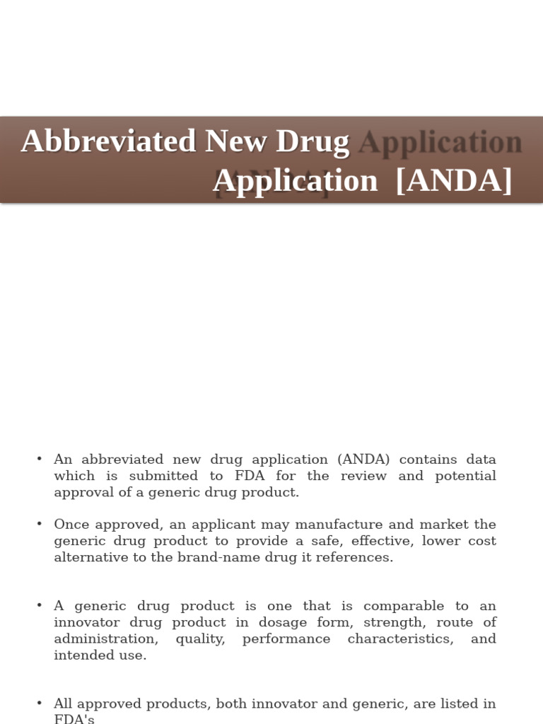 Understanding Abbreviated New Drug Applications | PDF | Generic Drug ...