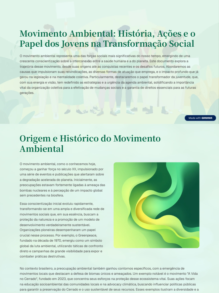 Movimento Ambiental e Juventude Ativa | PDF | Movimento ambientalista ...