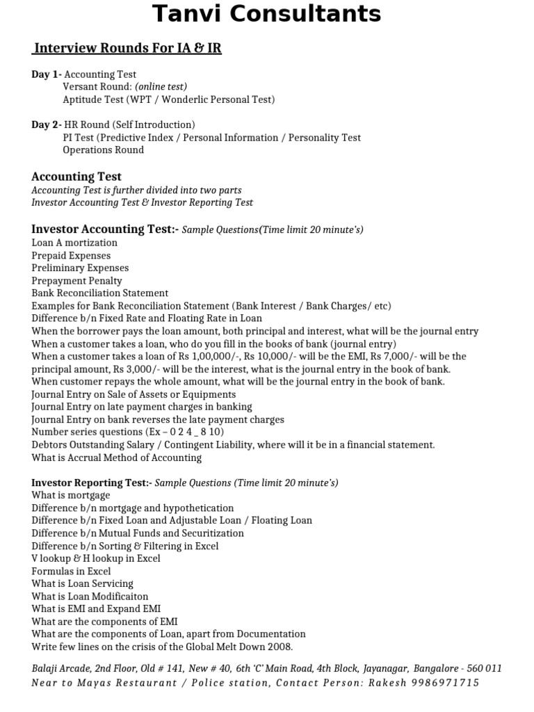 Interview Rounds For IA & IR | PDF | Mortgages | Loans