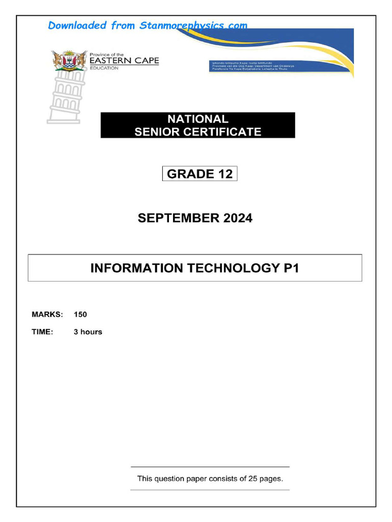 EC IT Grade 12 September 2024 P1 and Memo | PDF