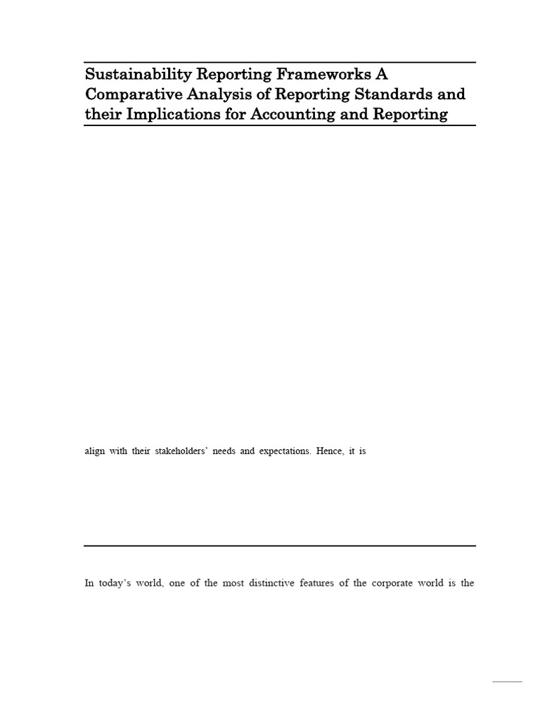 Comparative Analysis of ESG Reporting Frameworks | PDF | Sustainability ...