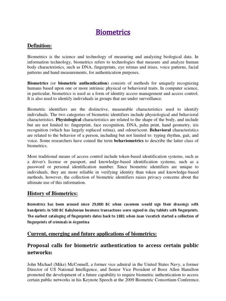 Understanding Biometrics and Its Applications | PDF | Biometrics ...