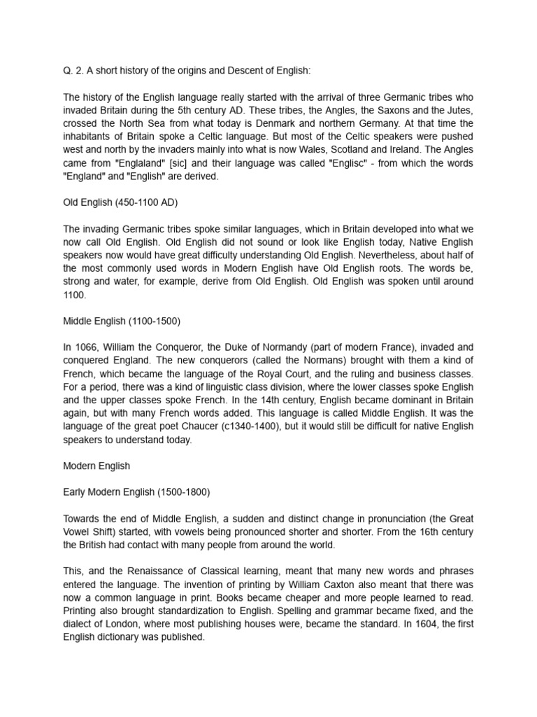 History and Evolution of English Language | PDF | English Language ...