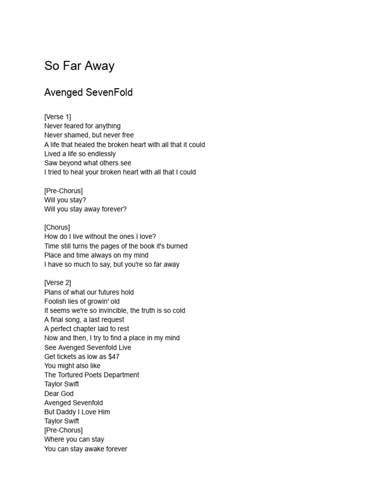 So Far Away | PDF