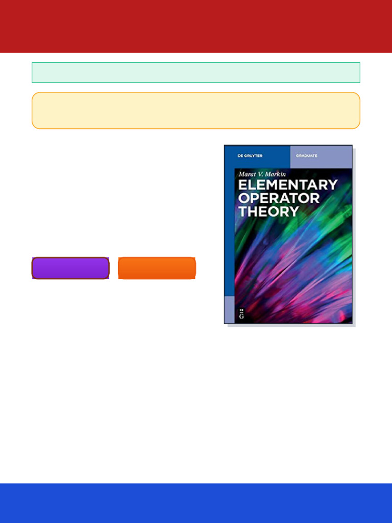 Elementary Operator Theory 1st Edition Marat V. Markin Ebook Deluxe ...