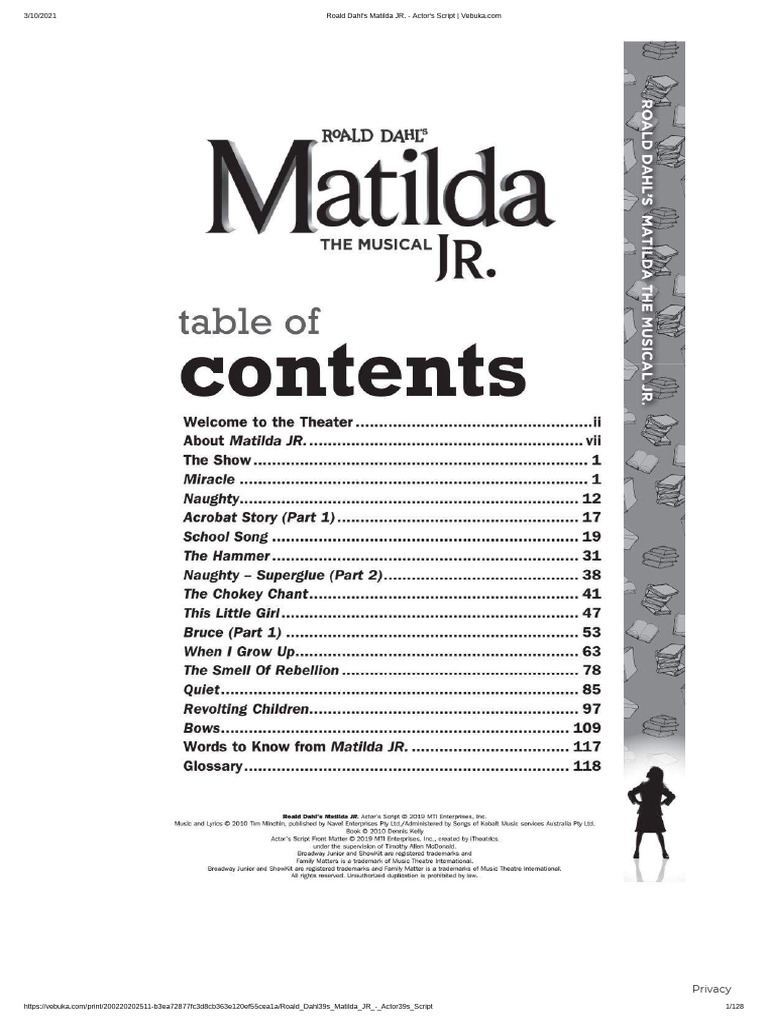Matilda JR. Actor's Script Download | PDF | Children's Fiction Books ...