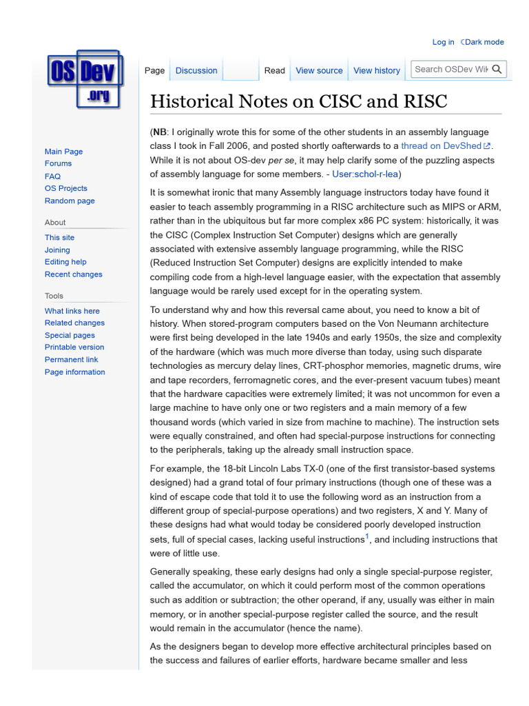 Historical Notes on CISC and RISC | PDF | Central Processing Unit ...