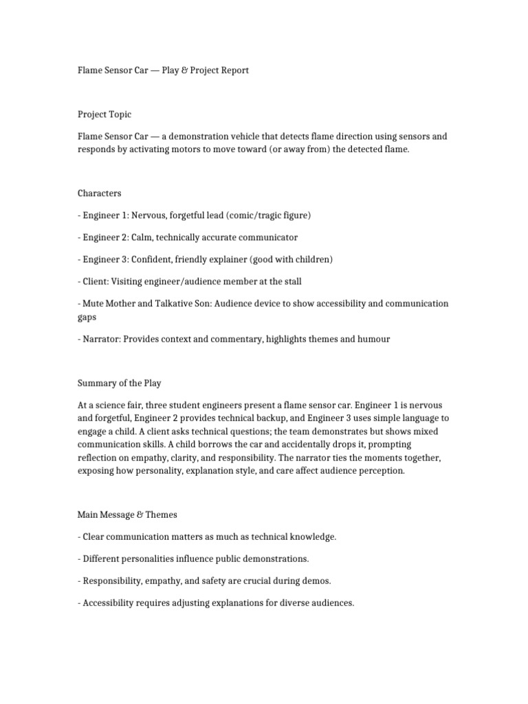 Flame Sensor Car Report | PDF | Communication | Cognition