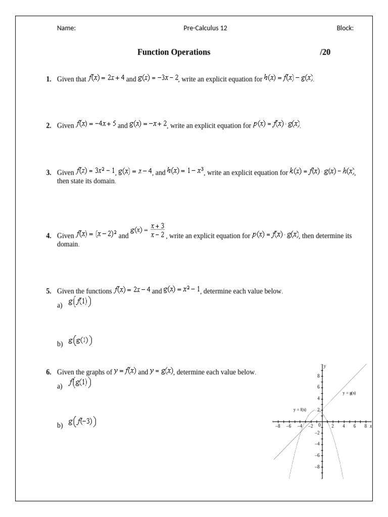Pre-Calculus 12: Function Operations Guide | PDF | Function ...