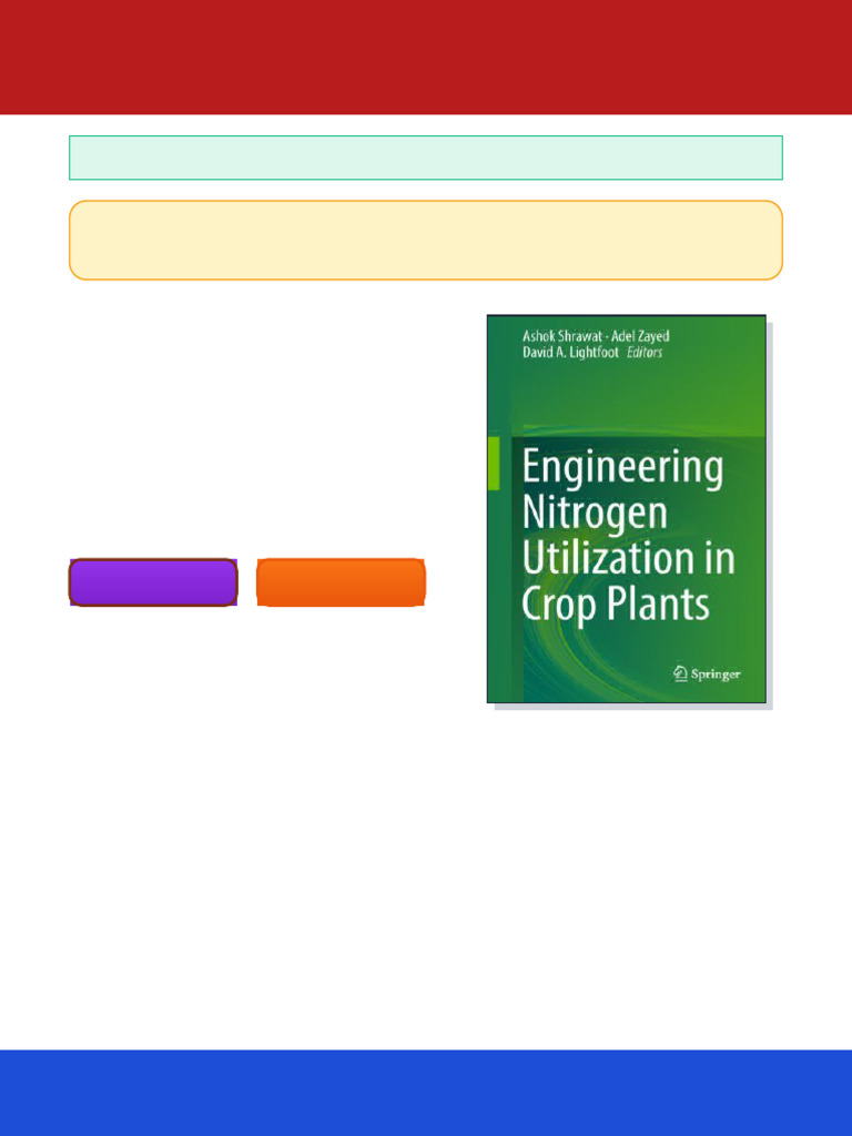 Engineering Nitrogen Utilization in Crop Plants Ashok Shrawat Ebook ...