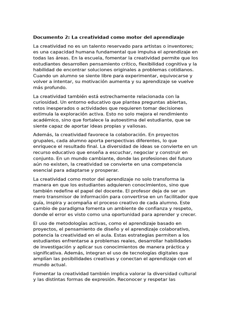 Creatividad: Clave para Aprender Mejor | PDF | Aprendizaje | Creatividad