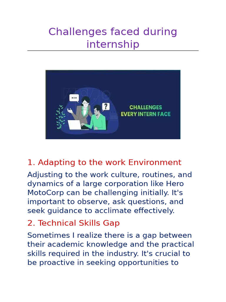 Internship Challenges and Solutions | PDF