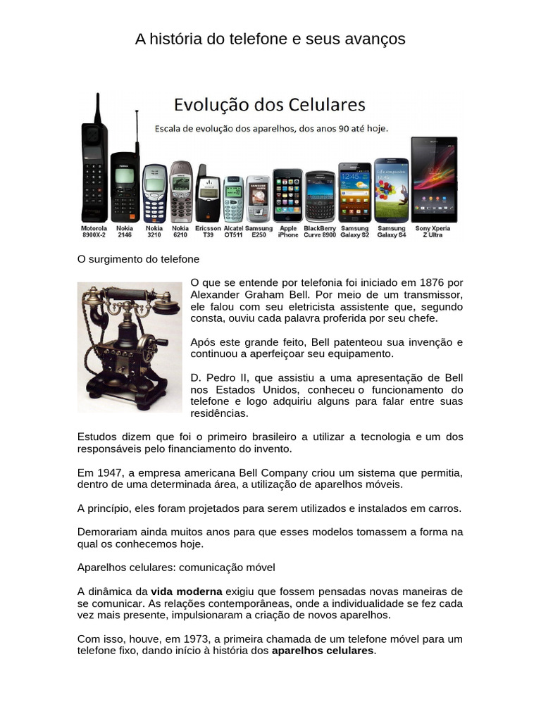 Evolução do Telefone e Comunicação Móvel | PDF | Telefone | Celulares