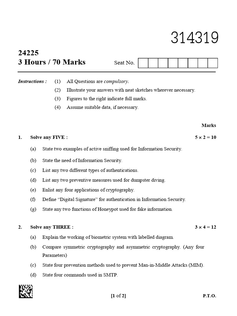 Information Security Exam Questions Guide | PDF | Machine Learning ...