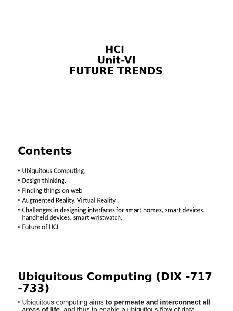 HCI Unit-VI | PDF | Human–Computer Interaction | Virtual Reality