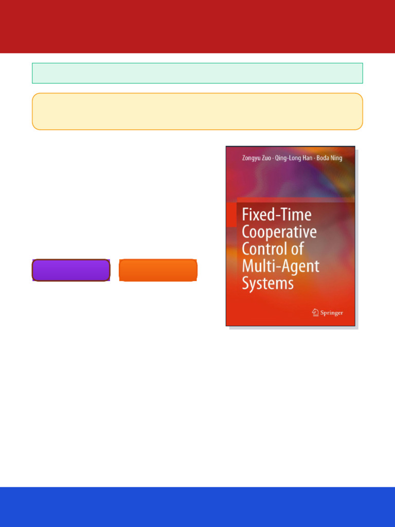 Fixed Time Cooperative Control of Multi Agent Systems Zongyu Zuo ebook ...