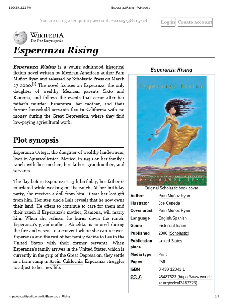 Esperanza Rising - Wikipedia | PDF