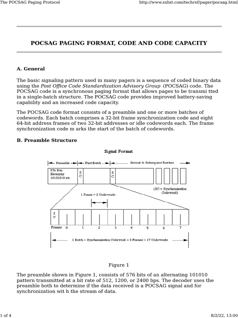 POCSAG Paging Format Overview | PDF | Telecommunications | Computer Data