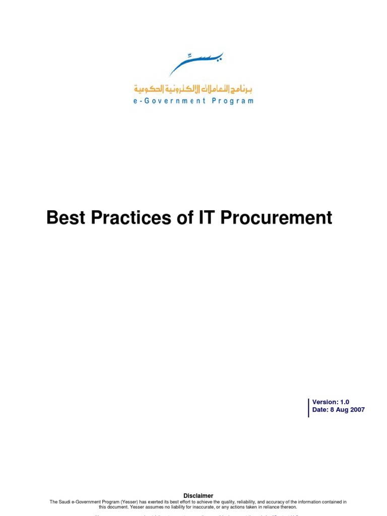 IT Procurement Best Practices Guide | PDF | Procurement | Specification ...