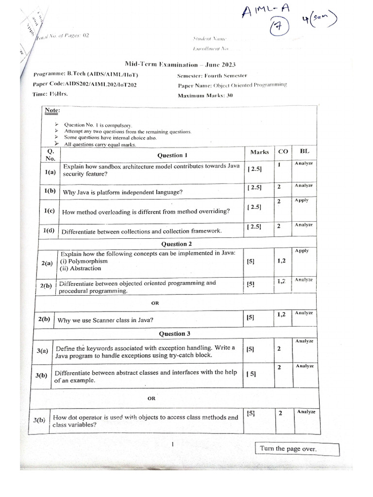 OOPs Mid Term 2023 | PDF