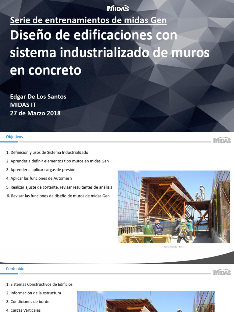 Entrenamiento en Midas Gen: Diseño de Muros | PDF | Diseño | Hormigón