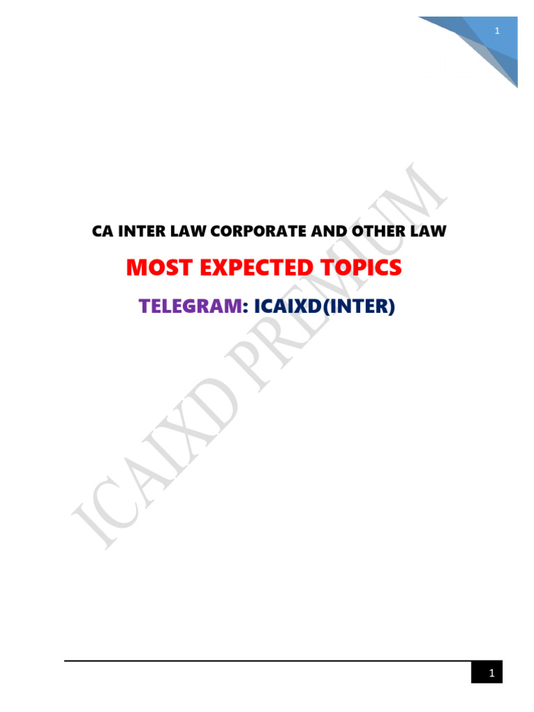 CA Inter Law Exam: Key Topics & Planner | PDF | Business | Private Law