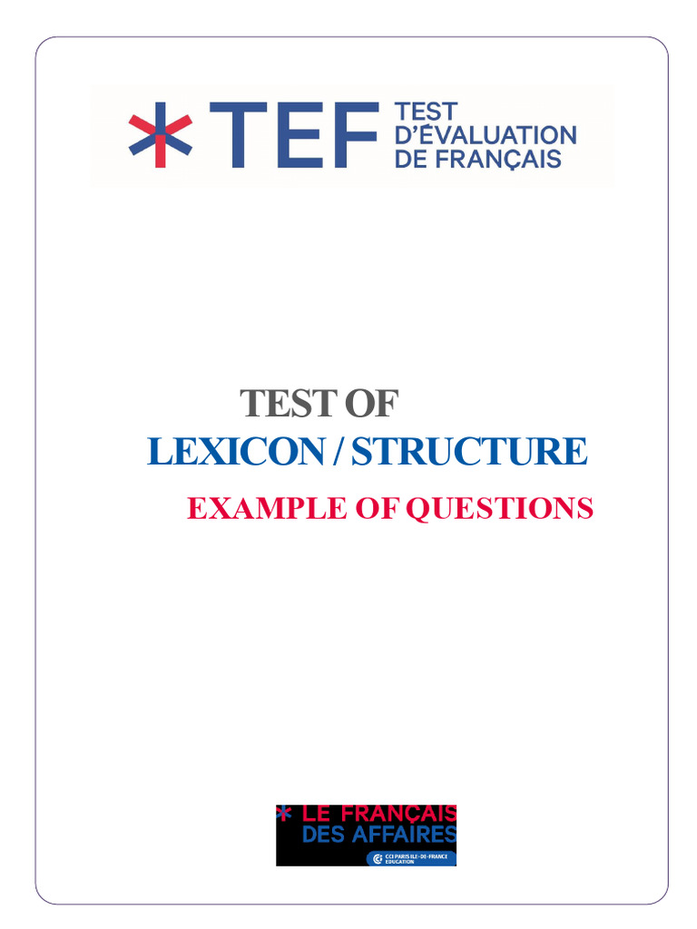 TEF Test: Lexicon and Structure Examples | PDF | Lexicon | Vocabulary