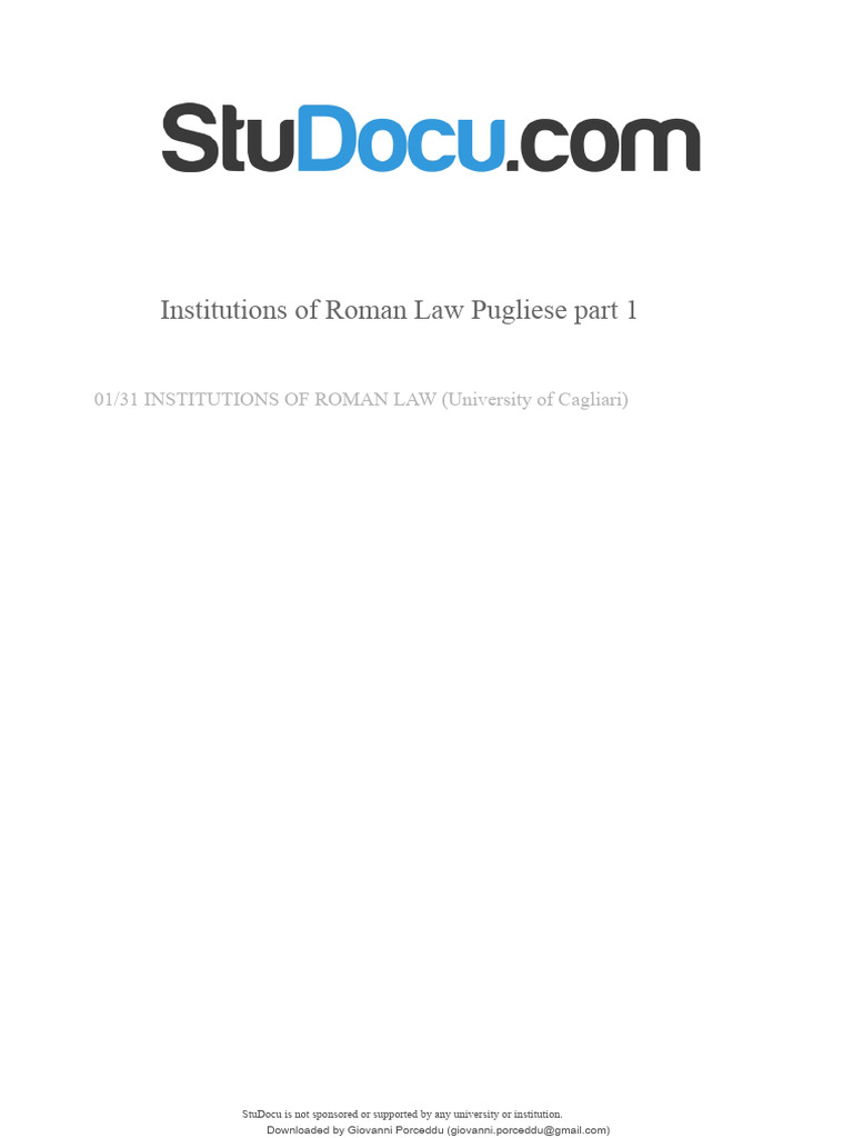 Institutions of Roman Law Pugliese Part 1 | PDF | Roman Law | Ancient Rome