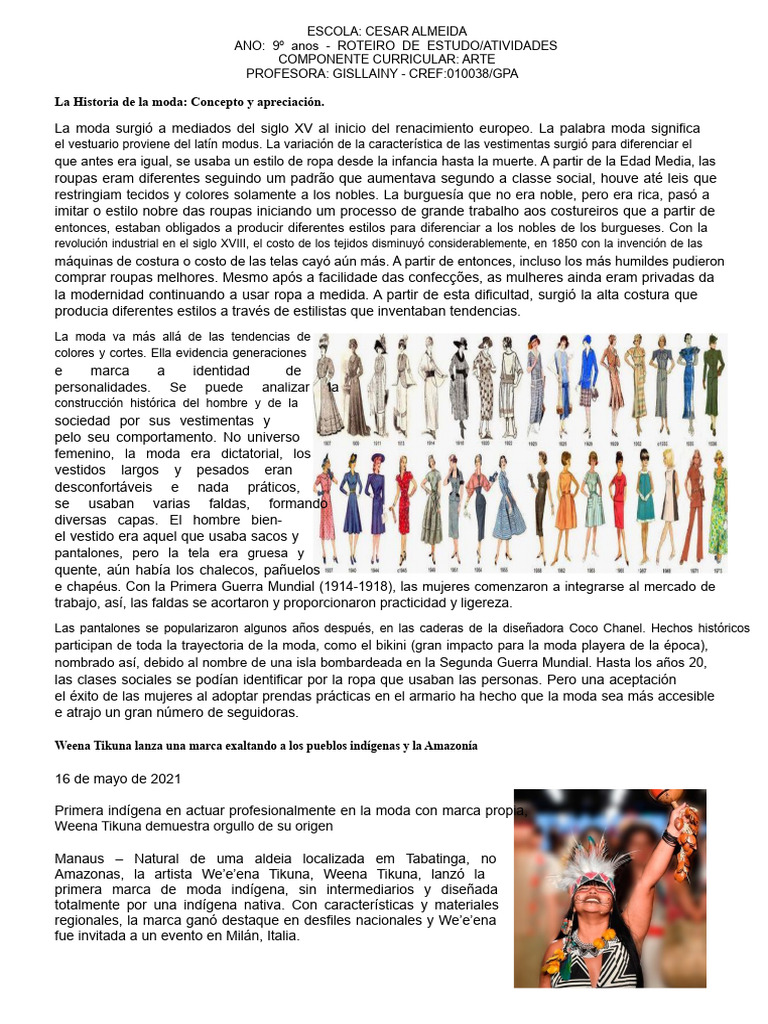 Historia y evolución de la moda | PDF | Moda | Ropa