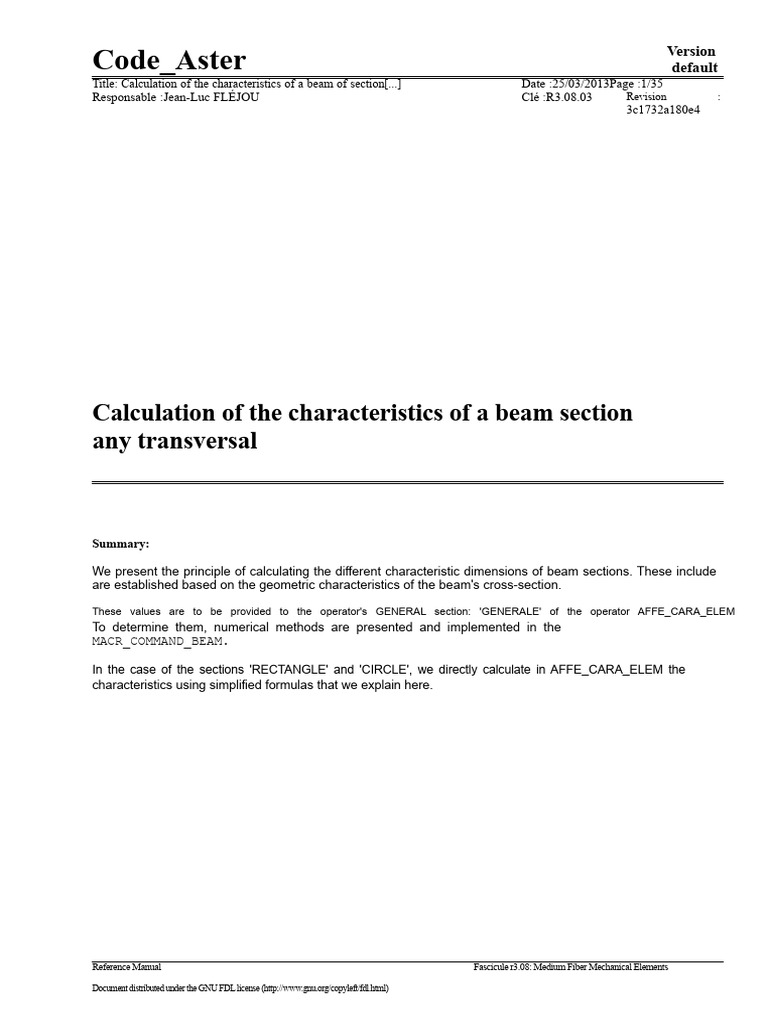 Code Aster Shear | PDF | Beam (Structure) | Shear Stress
