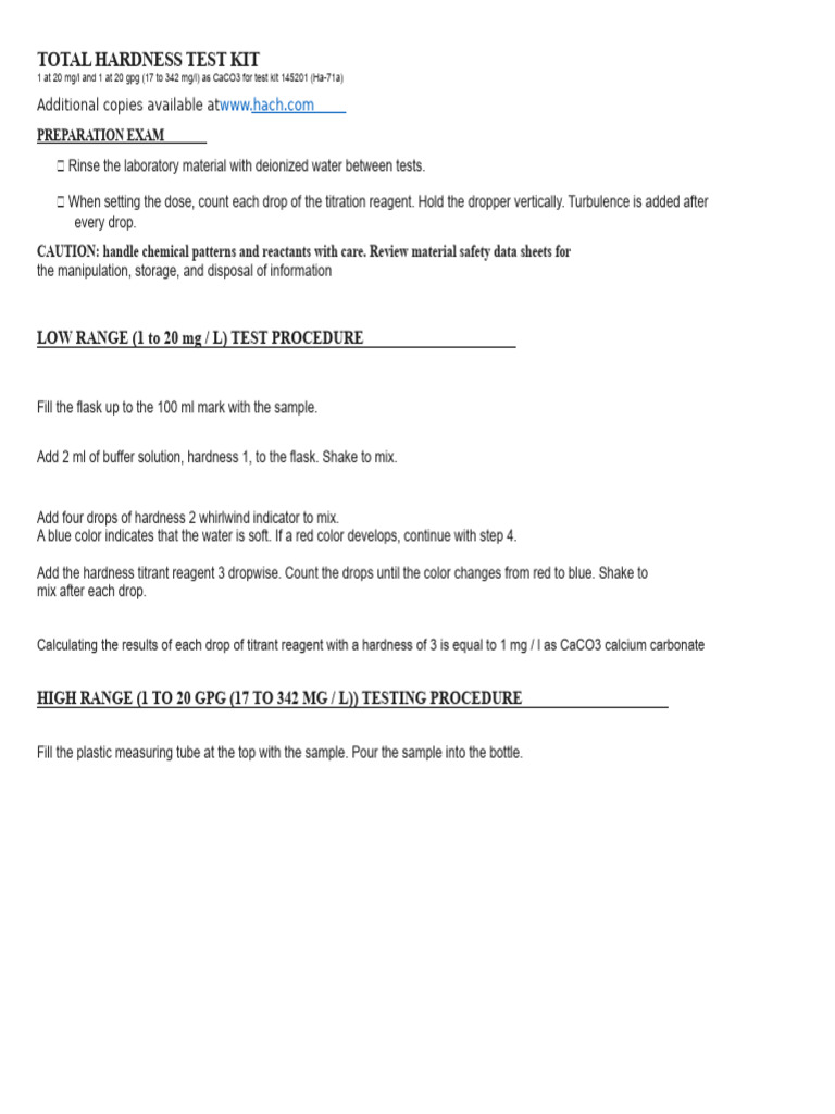 Total Hardness Test Kit | PDF