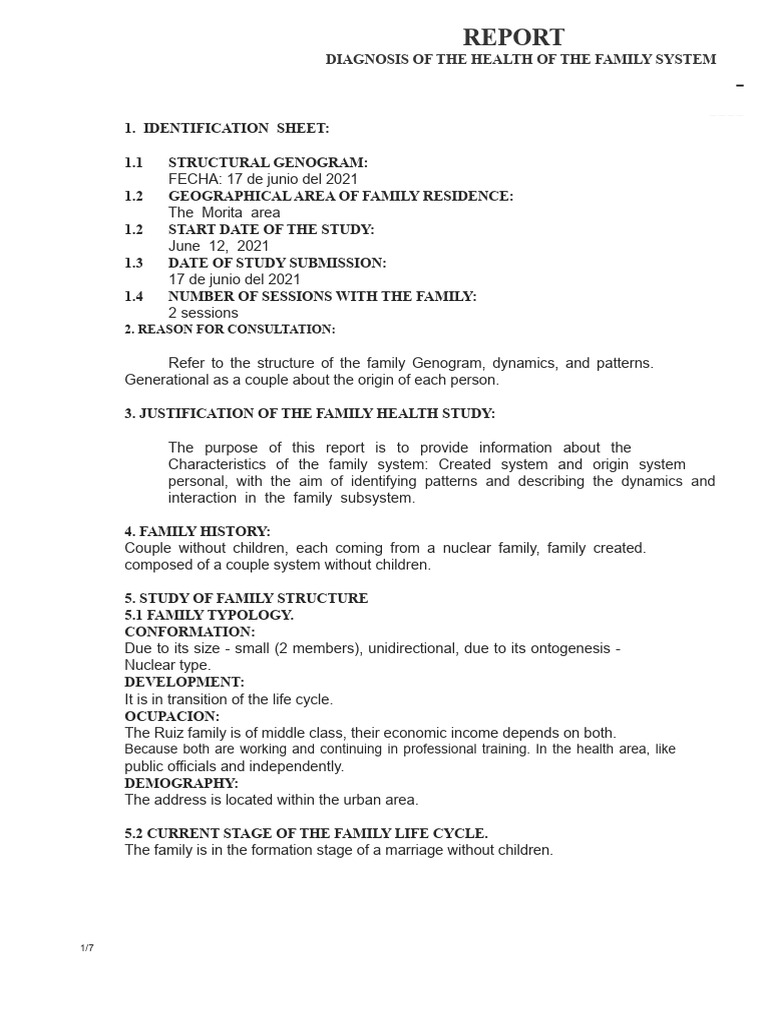 Family Health Report Model | PDF | Medical Diagnosis