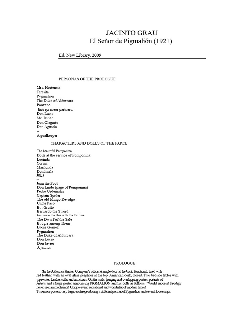 Characters and Scenes in Pygmalion Farce | PDF