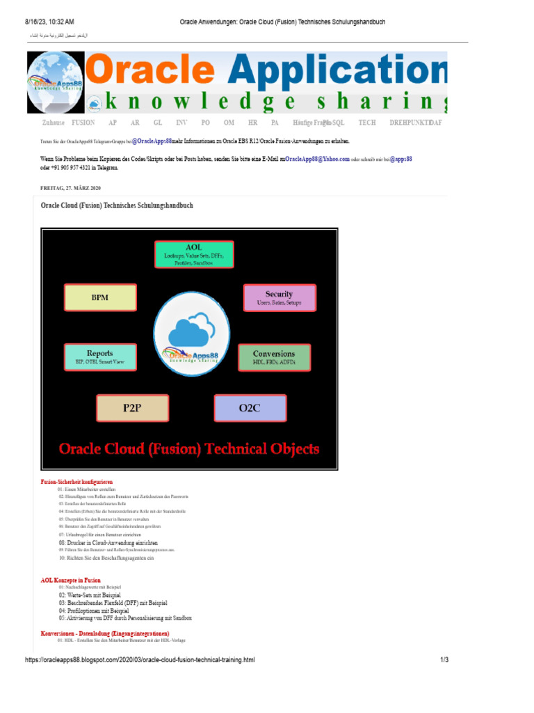 Oracle Anwendungen - Oracle Cloud (Fusion) Technisches ...