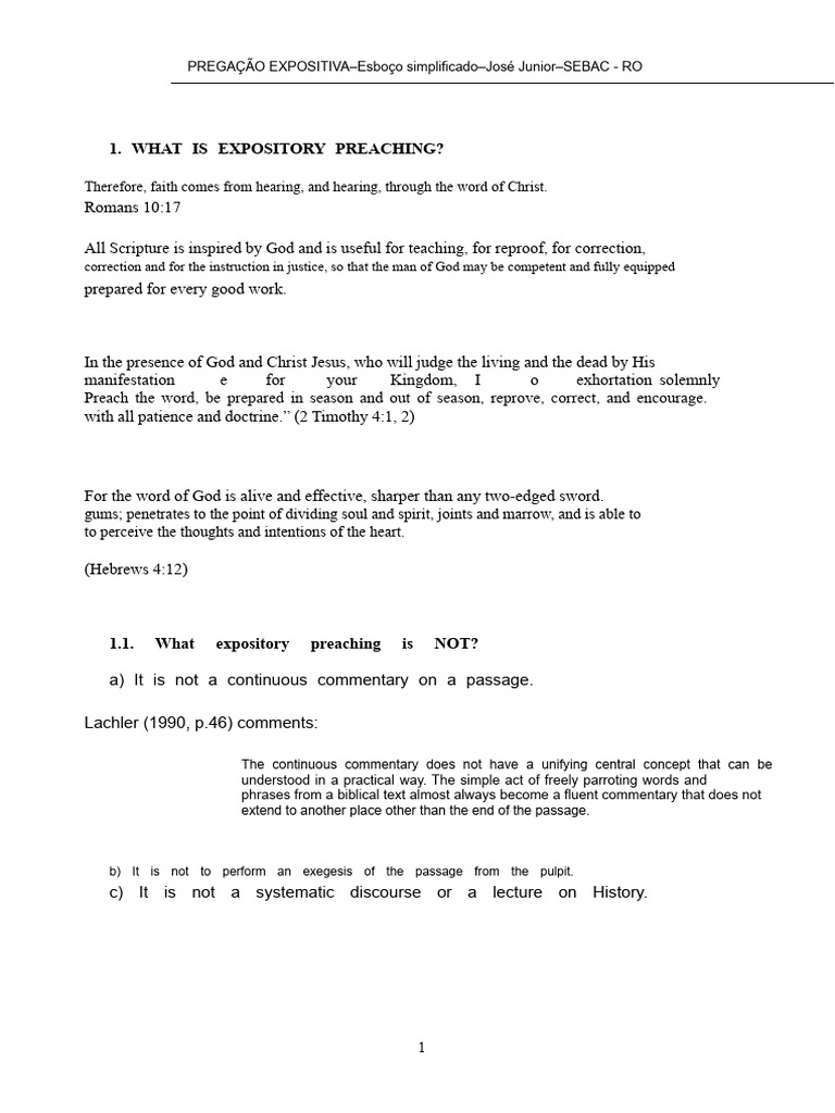 Expository Preaching Simplified Guide | PDF | Expository Preaching | Bible