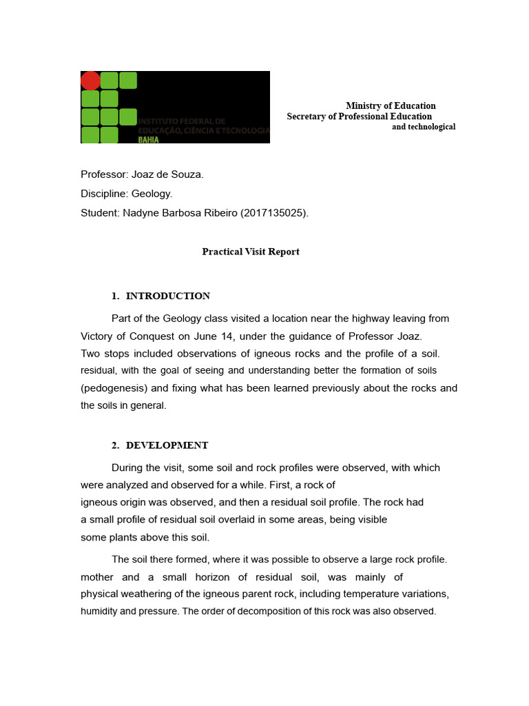 Geology Report | PDF | Rock (Geology) | Soil
