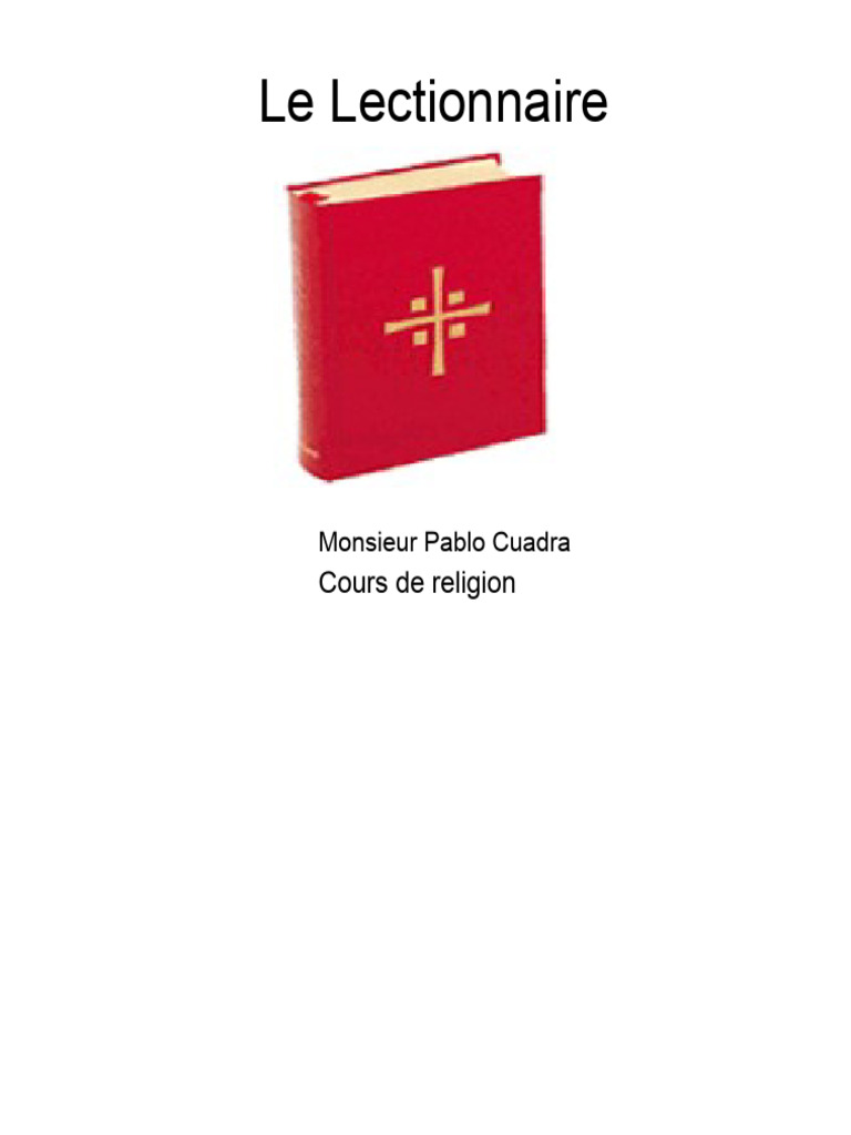 Comprendre le Lectionnaire Catholique | PDF | Liturgie catholique ...