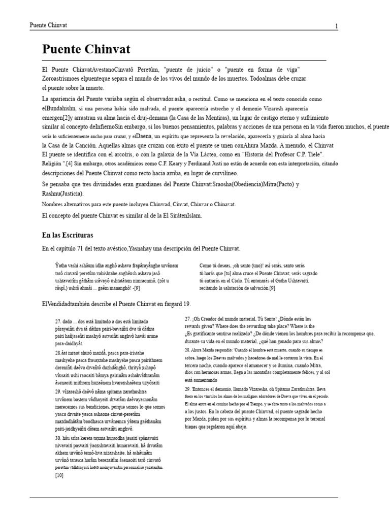 Puente Chinvat: Juicio en Zoroastrismo | PDF | Espiritualidad ...