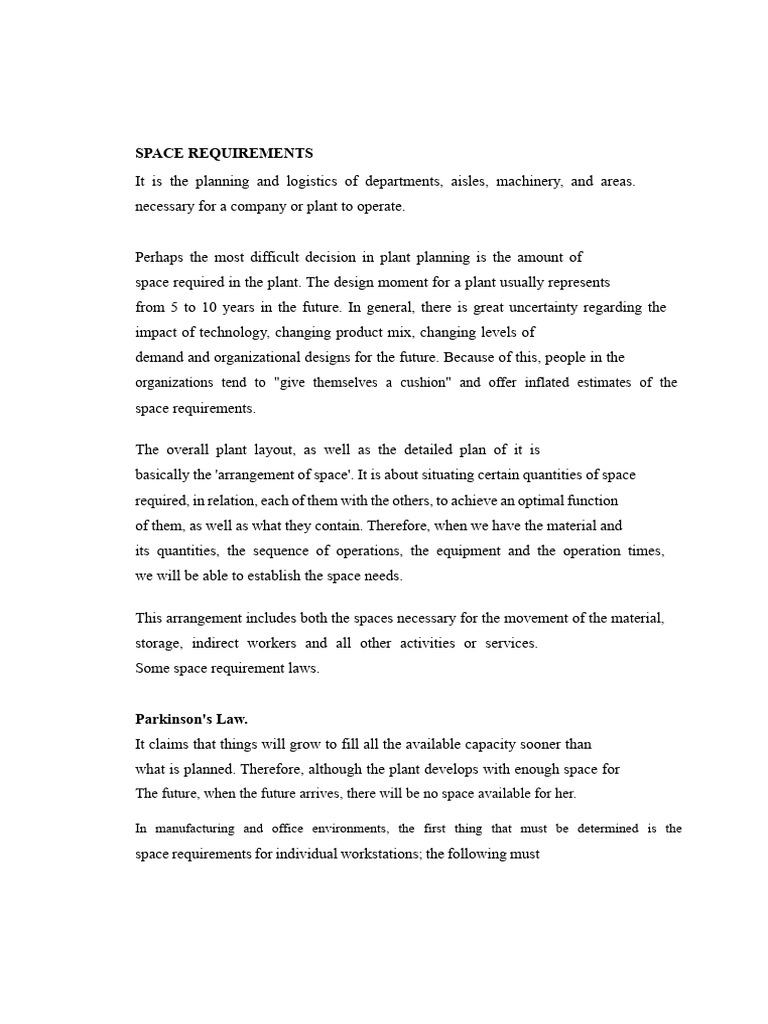 Optimizing Plant Space Requirements | PDF | Area