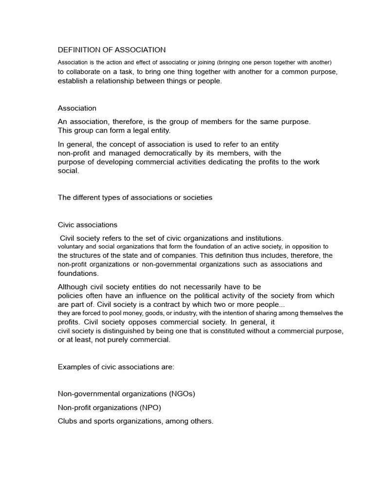 Understanding Different Types of Associations | PDF | Civil Society ...