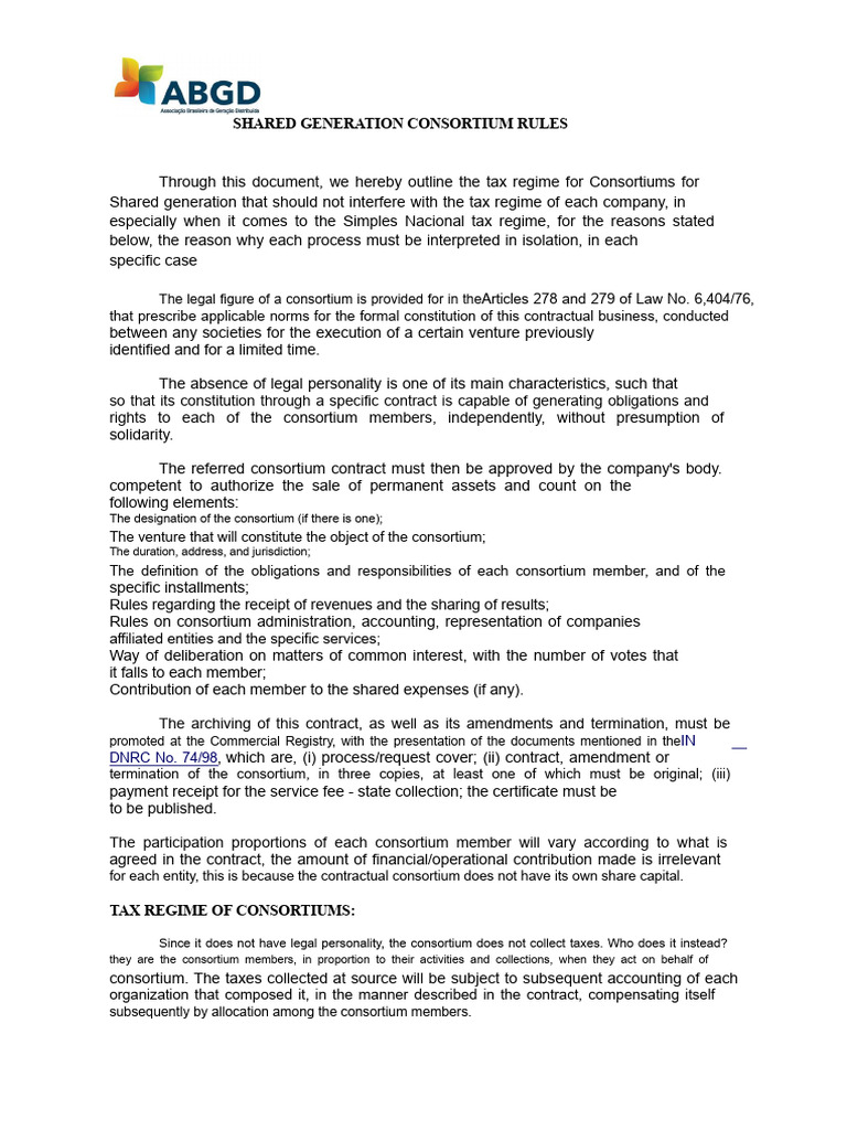 Shared Generation Consortium | PDF | Consortium | Taxes