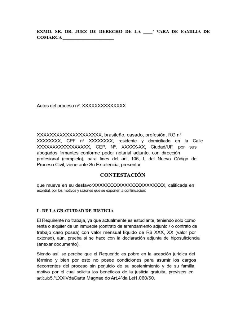 Contestación en Acción de Divorcio Contencioso | PDF | Pensión ...