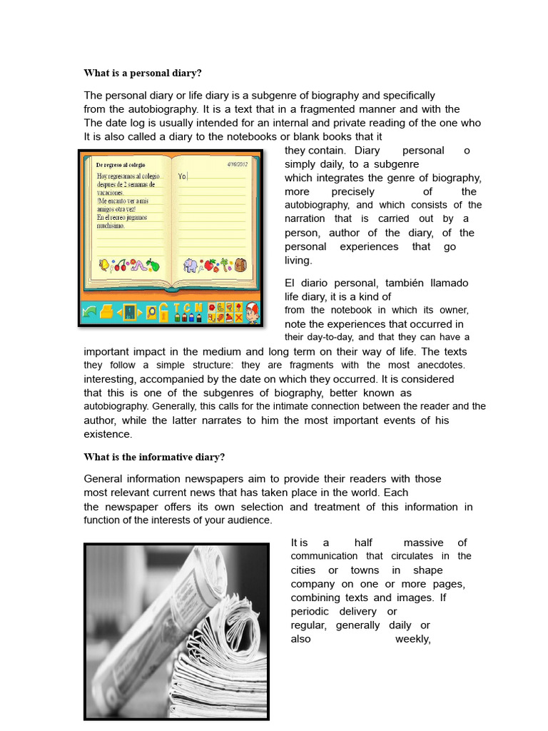 Understanding Personal Diaries: Types & Uses | PDF | Newspapers | News