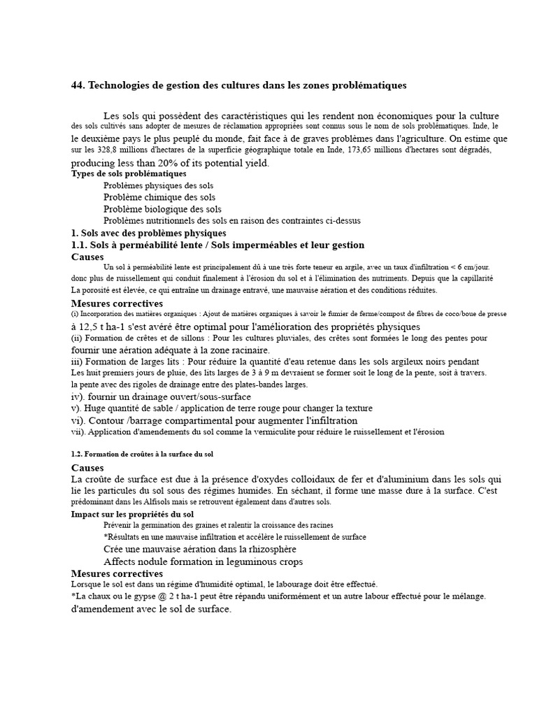 Gestion des sols problématiques en Inde | PDF | Sol (pédologie) | Chaux