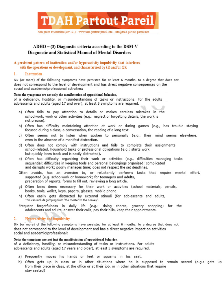 ADHD Diagnostic Criteria Explained | PDF | Attention Deficit ...