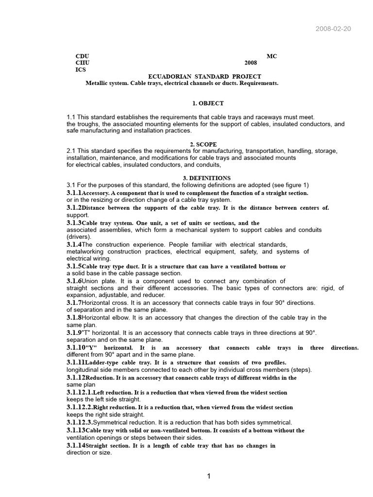 Ecuadorian Standard for Cable Trays | PDF | Sheet Metal | Corrosion