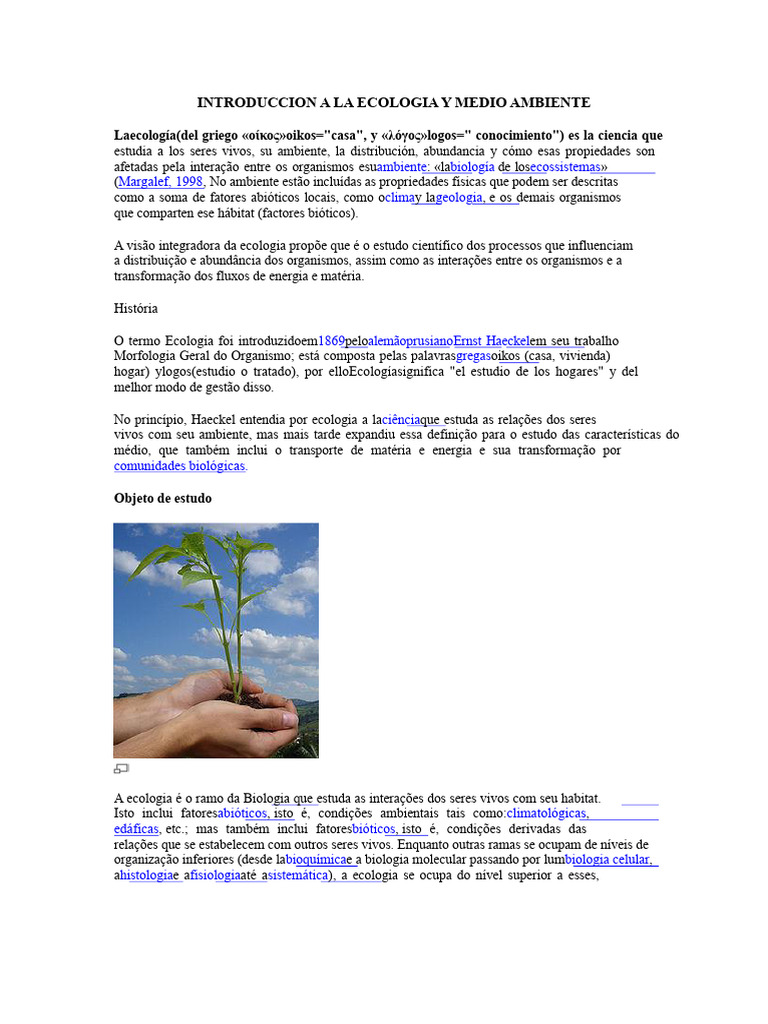 Introdução à Ecologia e Meio Ambiente | PDF | Ecologia | Ambiente natural