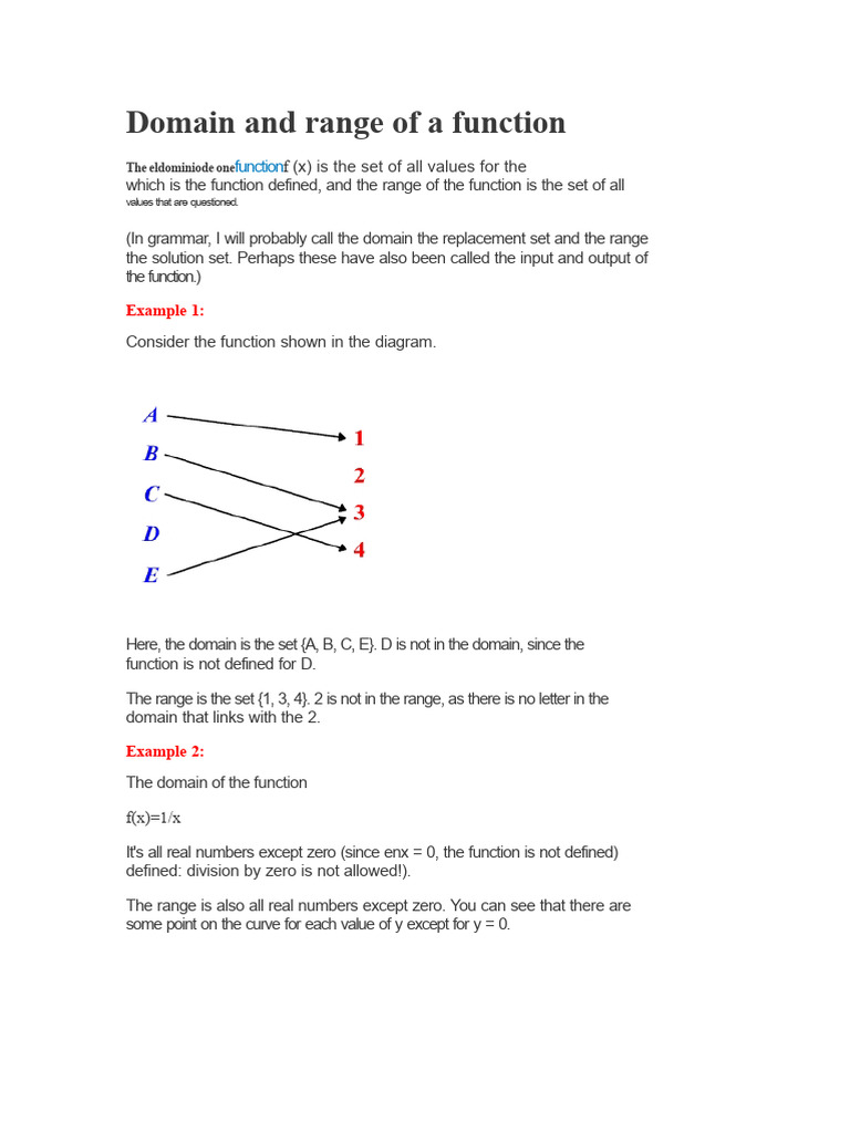 Domain and Range of A Function | PDF